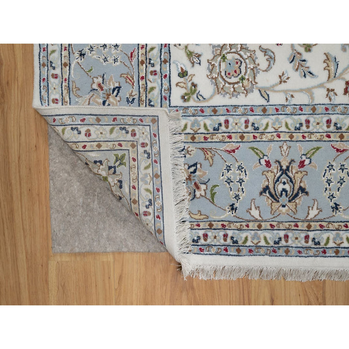 7'11" x 10'1" New Hand Knotted Ivory Wool & Silk Rectangle Oriental Rug - MOA10291548