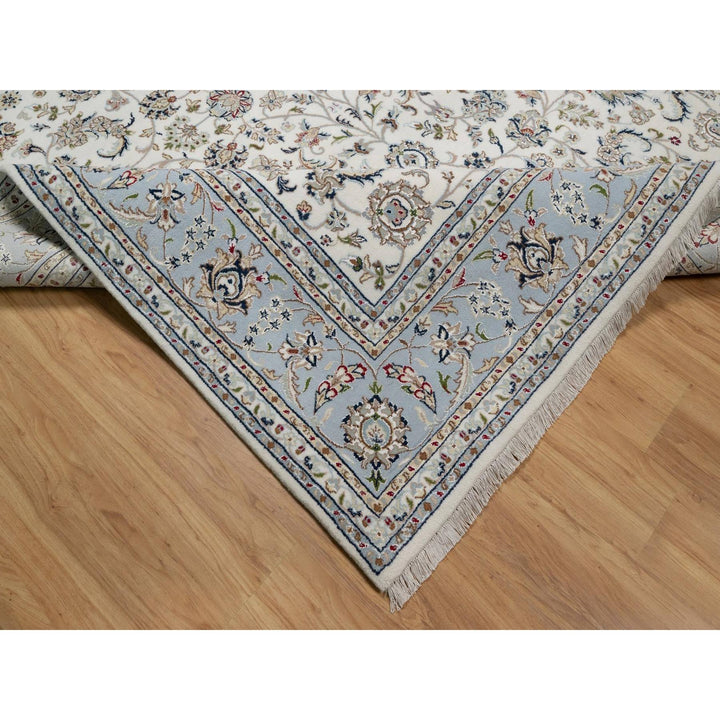 7'11" x 10'1" New Hand Knotted Ivory Wool & Silk Rectangle Oriental Rug - MOA10291548
