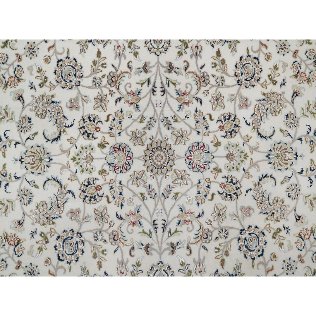 7'11" x 10'1" New Hand Knotted Ivory Wool & Silk Rectangle Oriental Rug - MOA10291548