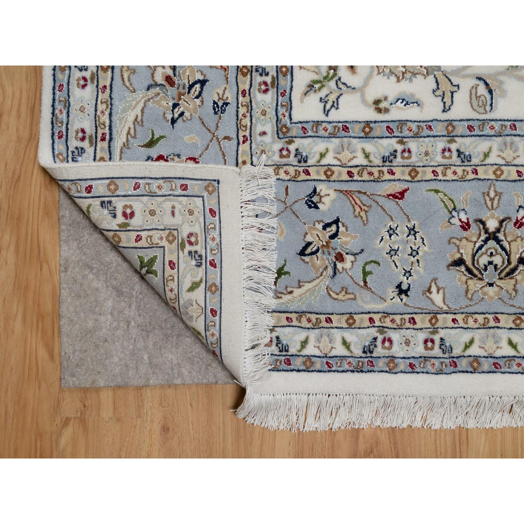 9'1" x 12'0" New Hand Knotted Ivory Wool & Silk Rectangle Oriental Rug - MOA10291549