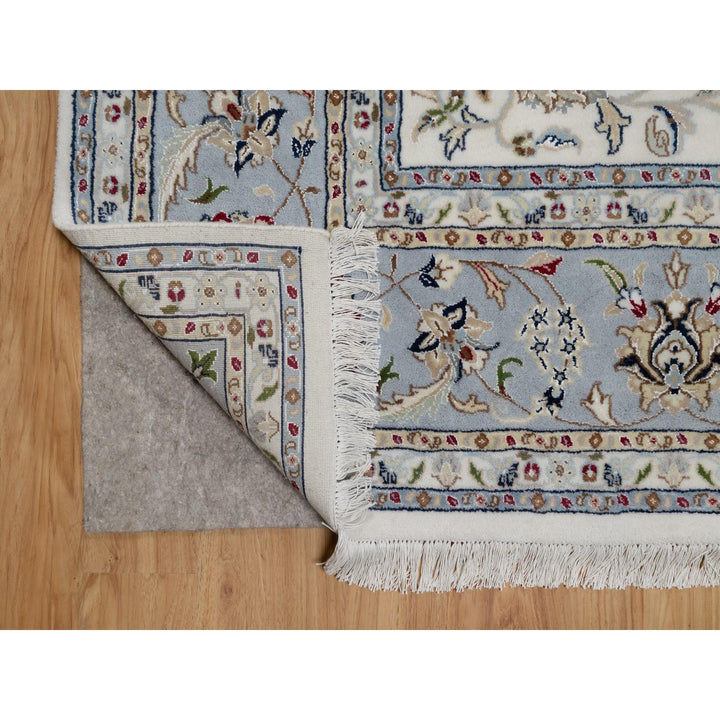9'1" x 12'0" New Hand Knotted Ivory Wool & Silk Rectangle Oriental Rug - MOA10291549
