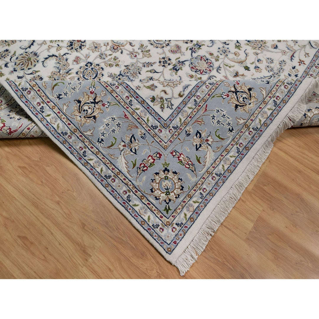 9'1" x 12'0" New Hand Knotted Ivory Wool & Silk Rectangle Oriental Rug - MOA10291549