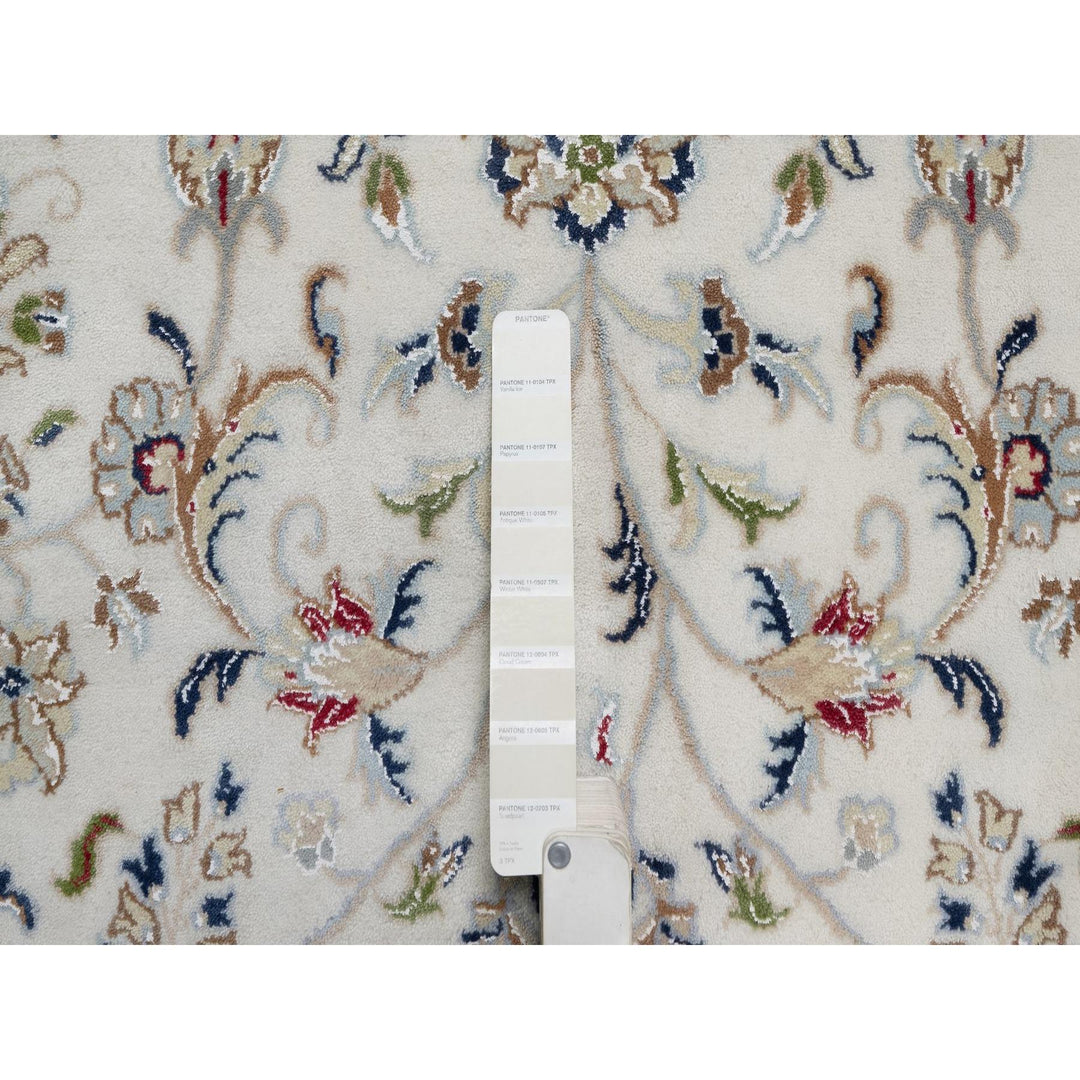 9'1" x 12'0" New Hand Knotted Ivory Wool & Silk Rectangle Oriental Rug - MOA10291549
