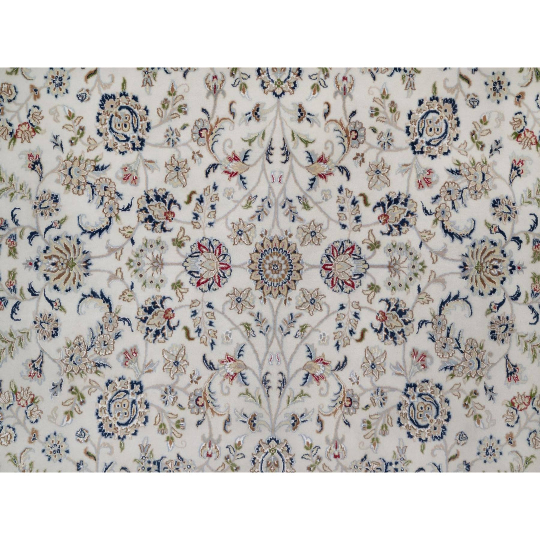 9'1" x 12'0" New Hand Knotted Ivory Wool & Silk Rectangle Oriental Rug - MOA10291549