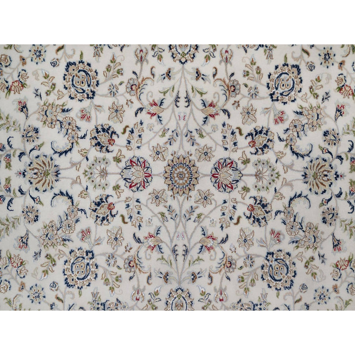 9'1" x 12'0" New Hand Knotted Ivory Wool & Silk Rectangle Oriental Rug - MOA10291549