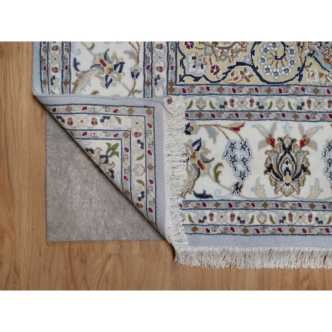7'11" x 10'0" New Hand Knotted Blue Wool & Silk Rectangle Oriental Rug - MOA10291550