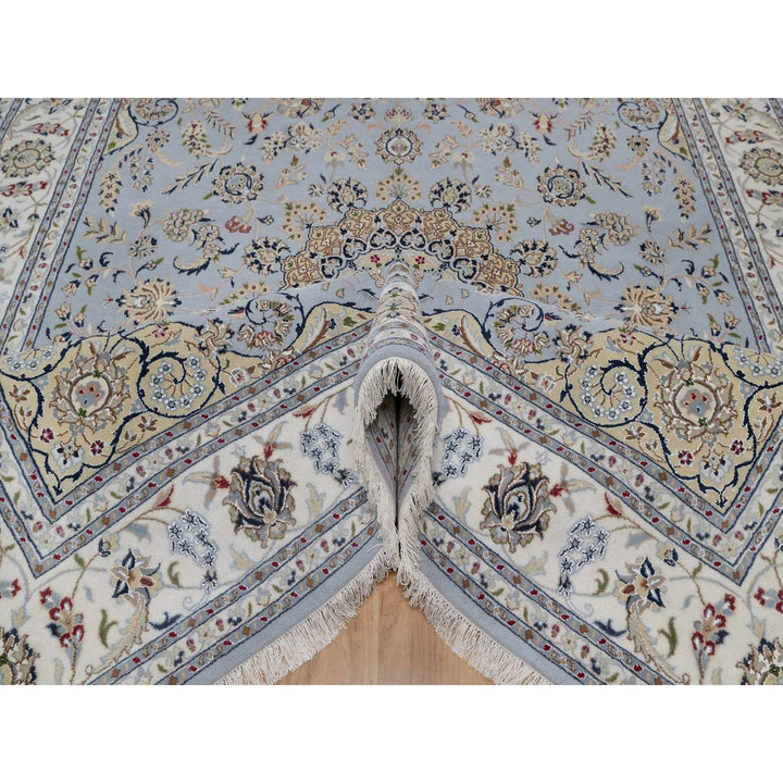 7'11" x 10'0" New Hand Knotted Blue Wool & Silk Rectangle Oriental Rug - MOA10291550
