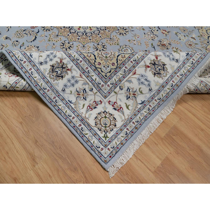 7'11" x 10'0" New Hand Knotted Blue Wool & Silk Rectangle Oriental Rug - MOA10291550