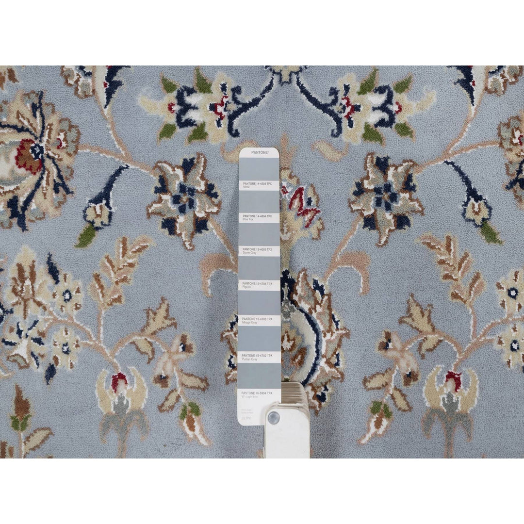 7'11" x 10'0" New Hand Knotted Blue Wool & Silk Rectangle Oriental Rug - MOA10291550