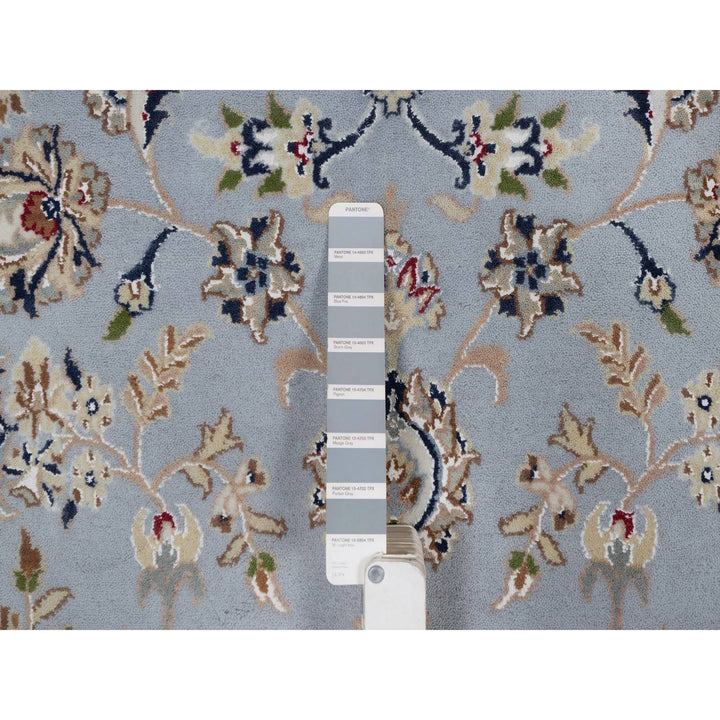 7'11" x 10'0" New Hand Knotted Blue Wool & Silk Rectangle Oriental Rug - MOA10291550