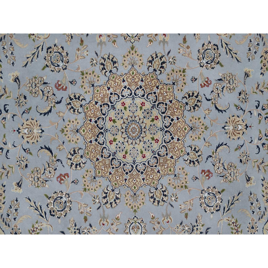 7'11" x 10'0" New Hand Knotted Blue Wool & Silk Rectangle Oriental Rug - MOA10291550