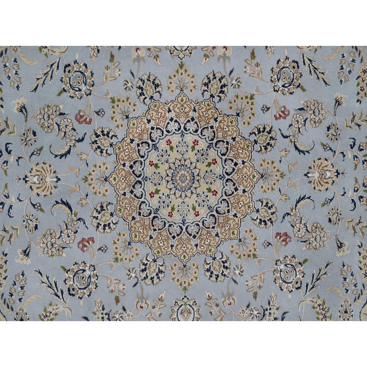7'11" x 10'0" New Hand Knotted Blue Wool & Silk Rectangle Oriental Rug - MOA10291550