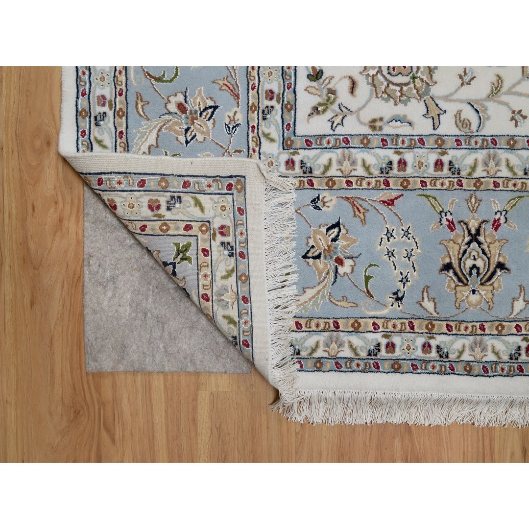 8'10" x 12'0" New Hand Knotted Ivory Wool & Silk Rectangle Oriental Rug - MOA10291551