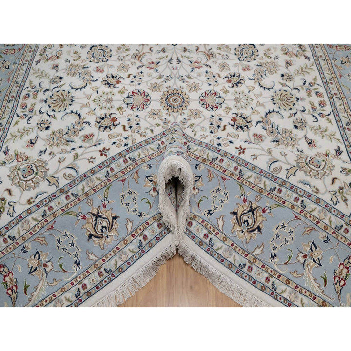 8'10" x 12'0" New Hand Knotted Ivory Wool & Silk Rectangle Oriental Rug - MOA10291551