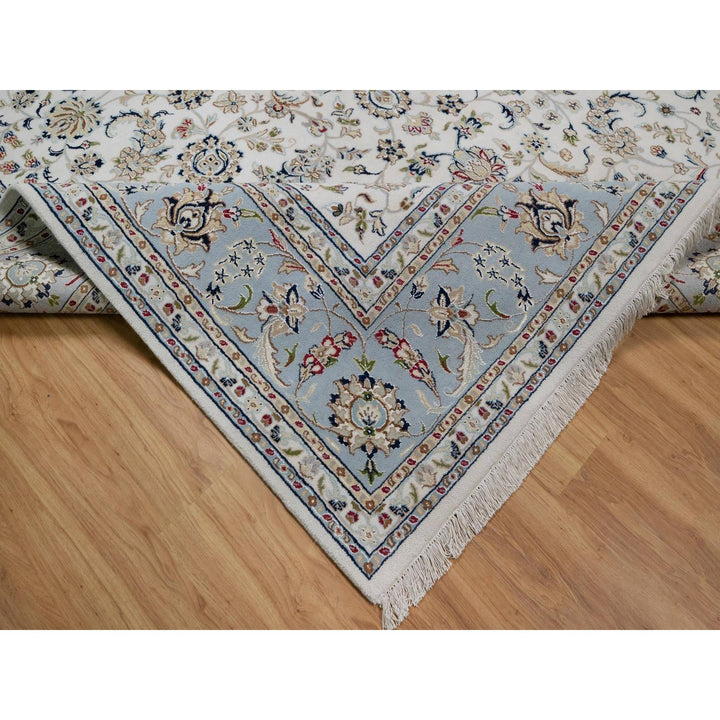 8'10" x 12'0" New Hand Knotted Ivory Wool & Silk Rectangle Oriental Rug - MOA10291551