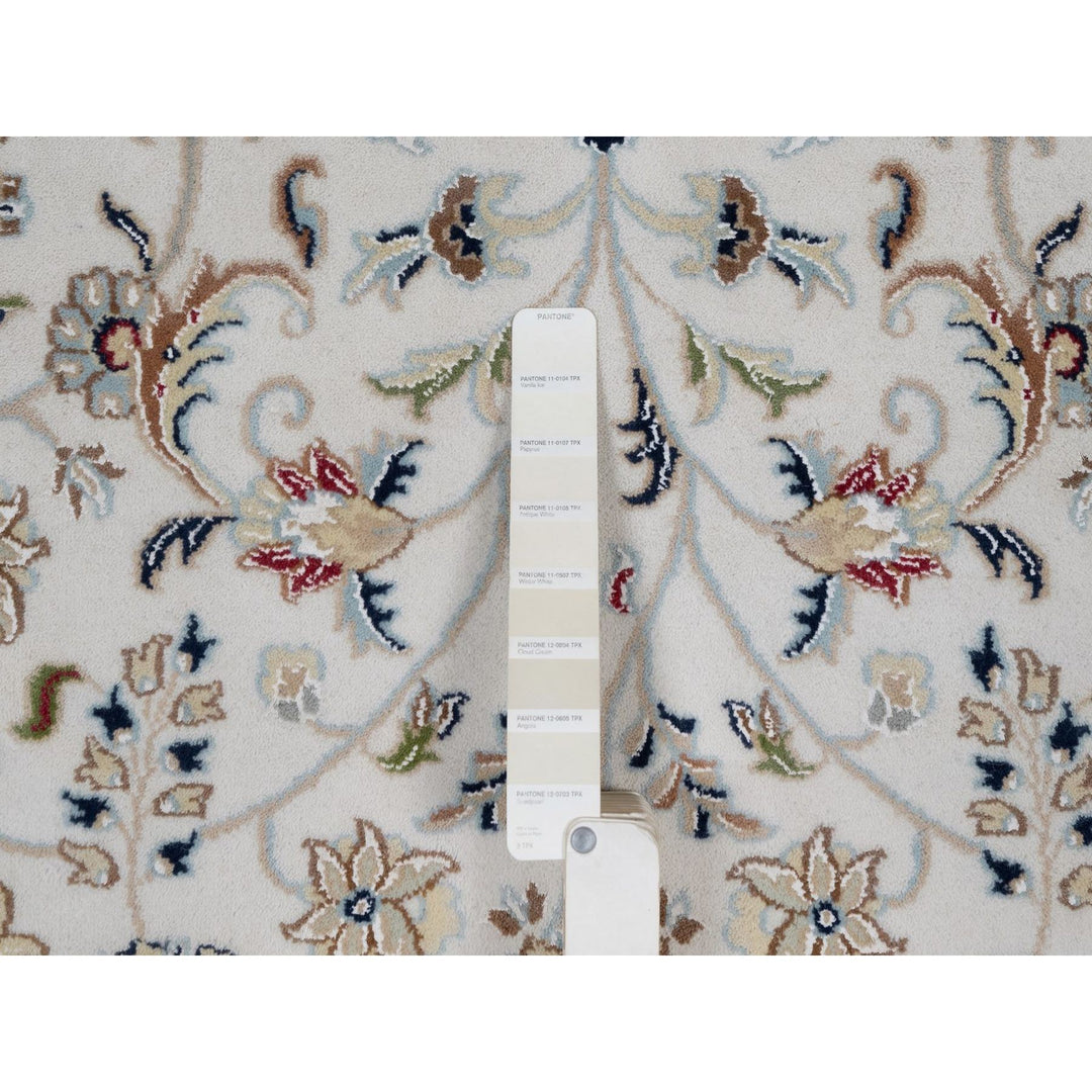 8'10" x 12'0" New Hand Knotted Ivory Wool & Silk Rectangle Oriental Rug - MOA10291551
