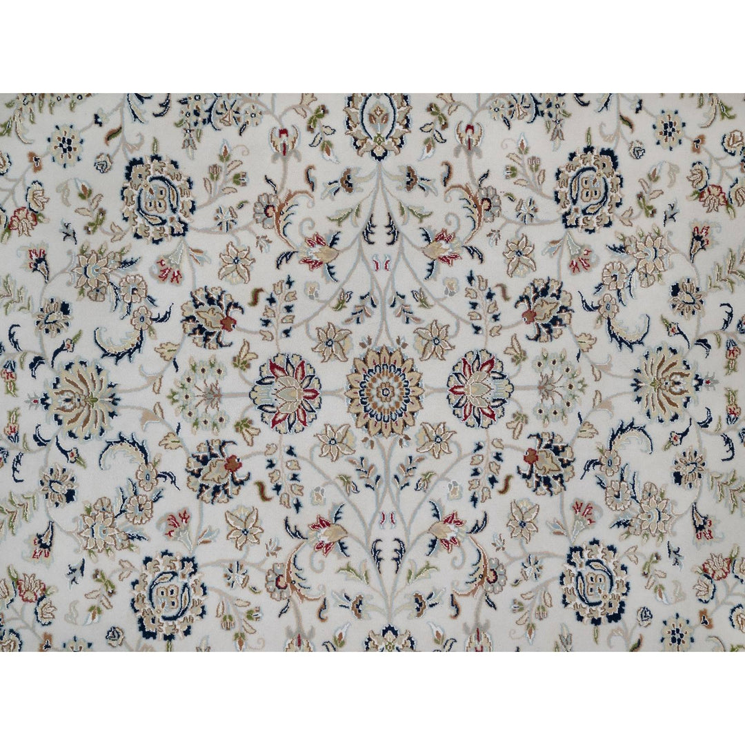 8'10" x 12'0" New Hand Knotted Ivory Wool & Silk Rectangle Oriental Rug - MOA10291551