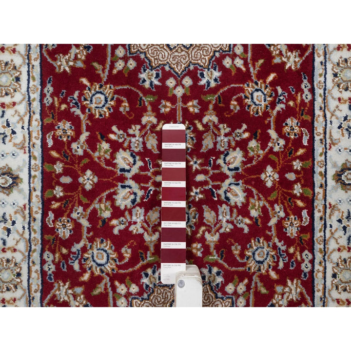 2'6" x 6'0" New Hand Knotted Red Wool & Silk Runner Oriental Rug - MOA10291552