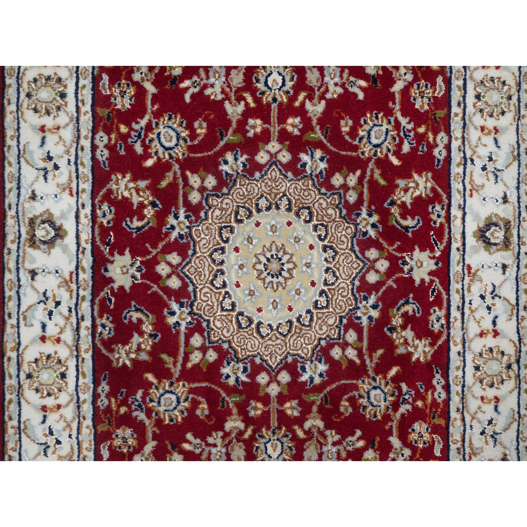 2'6" x 6'0" New Hand Knotted Red Wool & Silk Runner Oriental Rug - MOA10291552