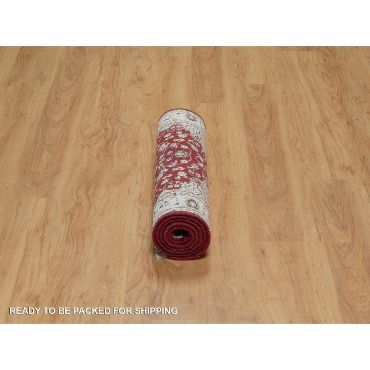 2'6" x 6'0" New Hand Knotted Red Wool & Silk Runner Oriental Rug - MOA10291552