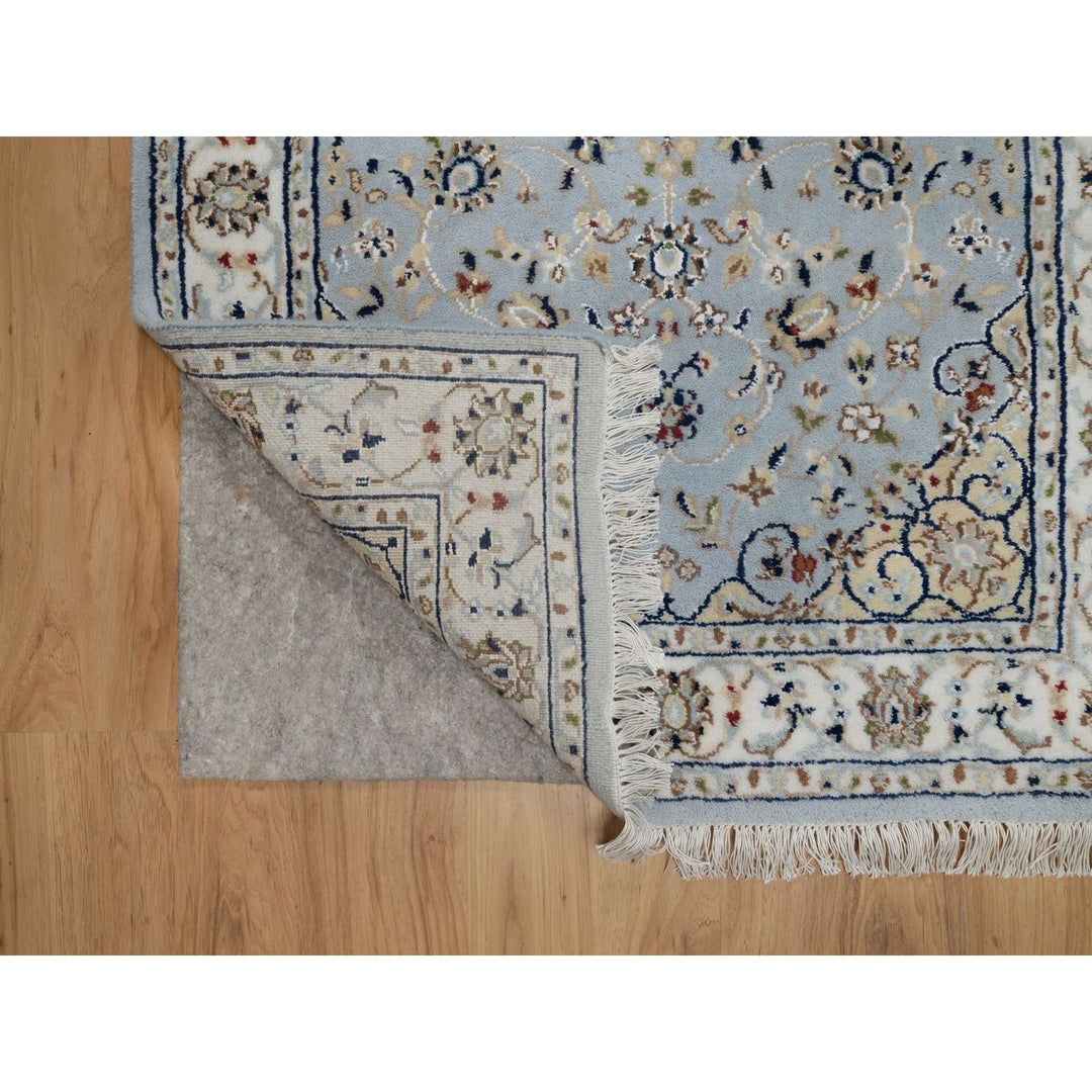2'9" x 10'3" New Hand Knotted Blue Wool & Silk Runner Oriental Rug - MOA10291553