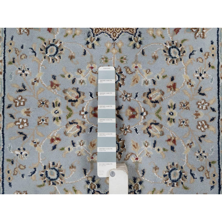 2'9" x 10'3" New Hand Knotted Blue Wool & Silk Runner Oriental Rug - MOA10291553