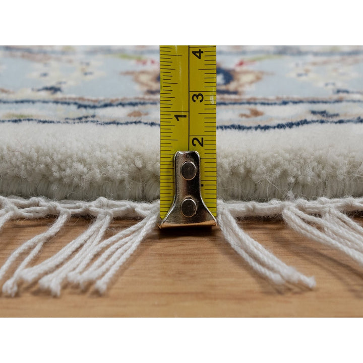 3'1" x 3'1" New Hand Knotted Ivory Wool & Silk Round Oriental Rug - MOA10291555