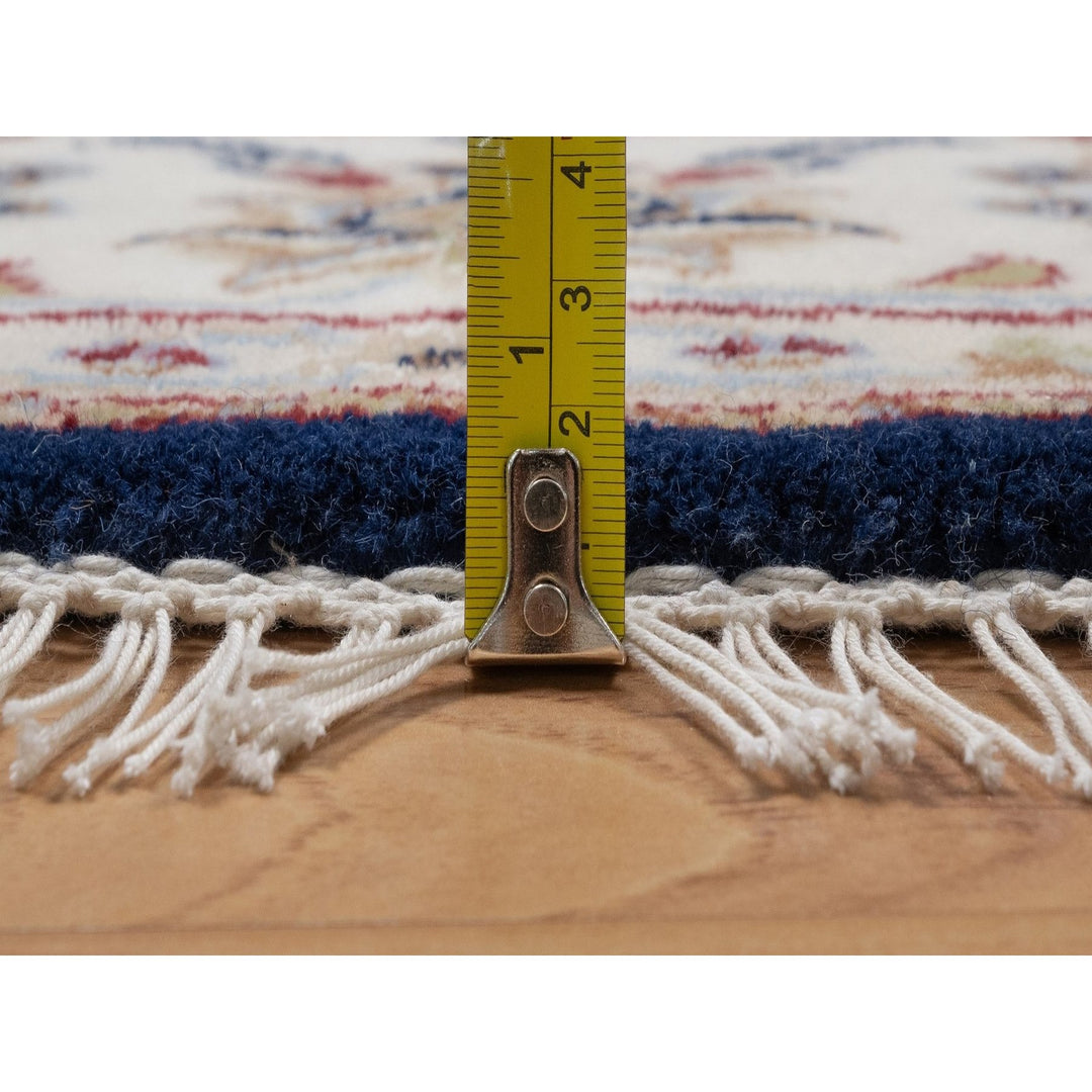 5'1" x 5'1" New Hand Knotted Blue Wool & Silk Round Oriental Rug - MOA10291556