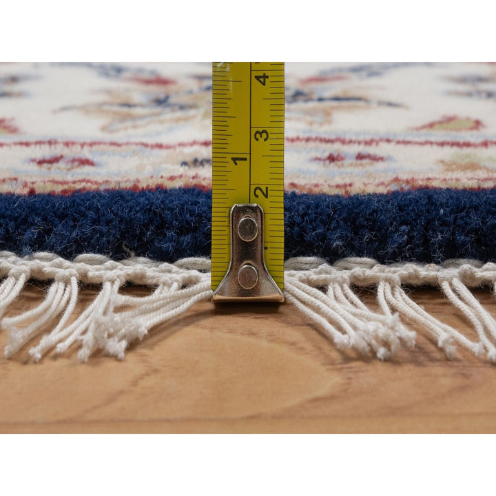 5'1" x 5'1" New Hand Knotted Blue Wool & Silk Round Oriental Rug - MOA10291556