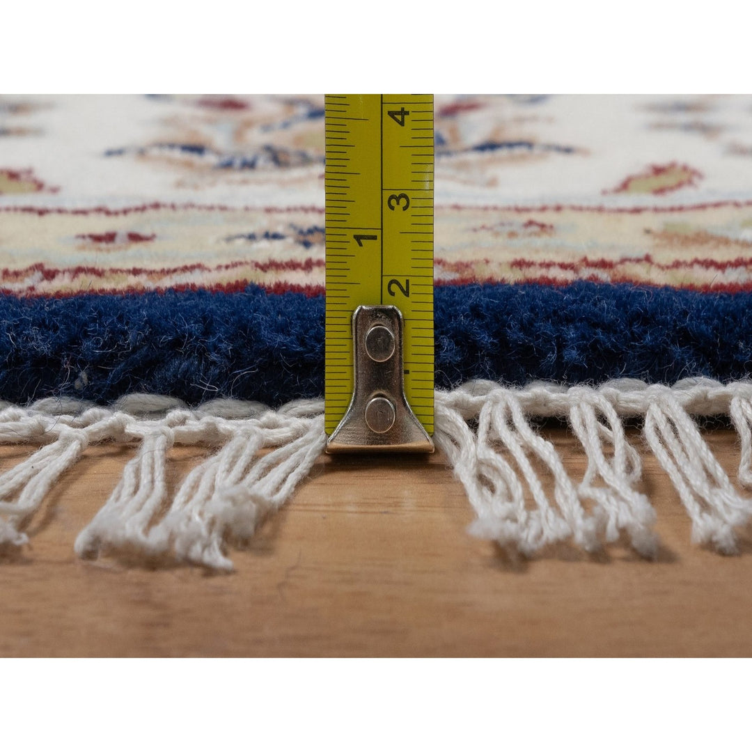 5'0" x 5'0" New Hand Knotted Blue Wool & Silk Round Oriental Rug - MOA10291557