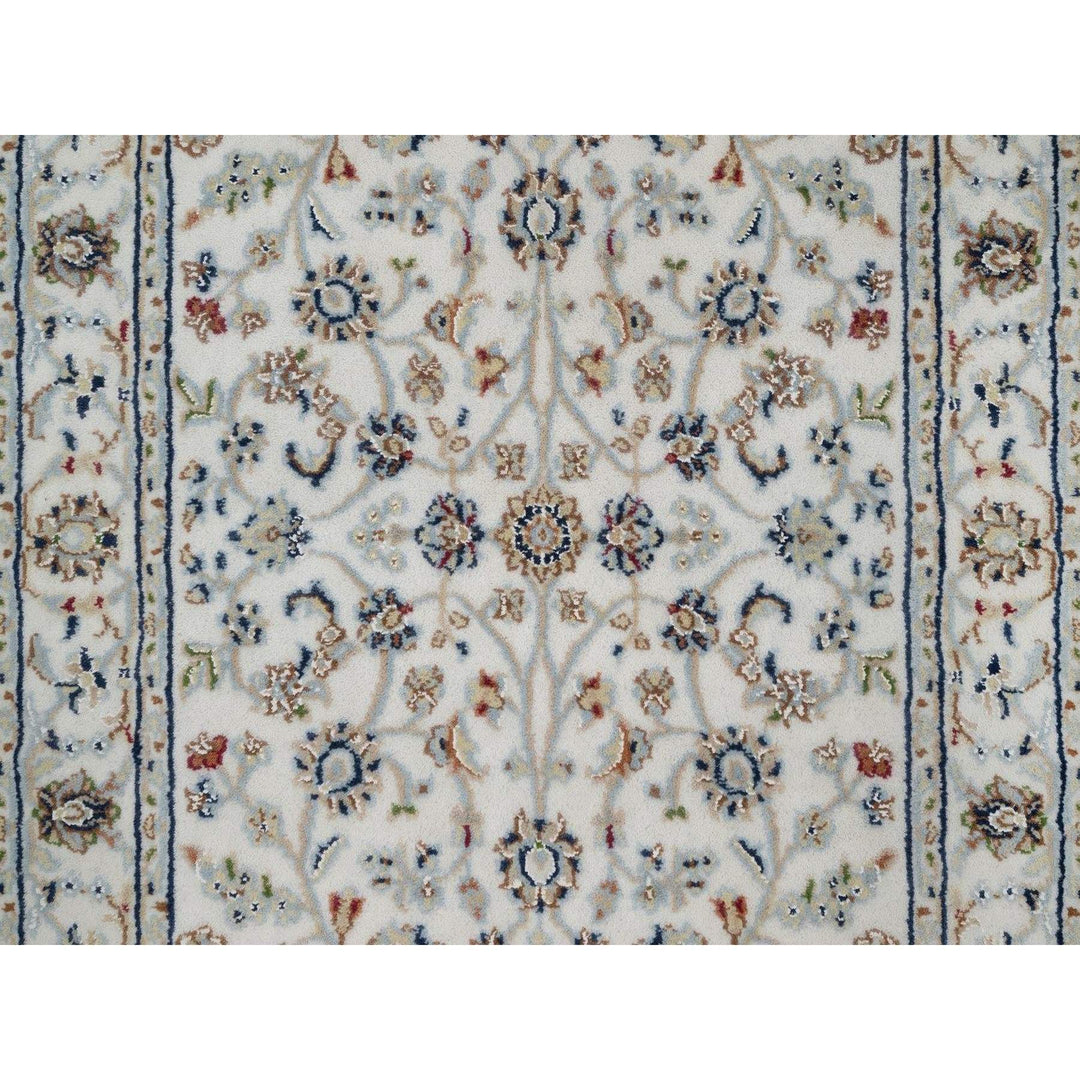 2'8" x 10'2" New Hand Knotted Ivory Wool & Silk Runner Oriental Rug - MOA10291558