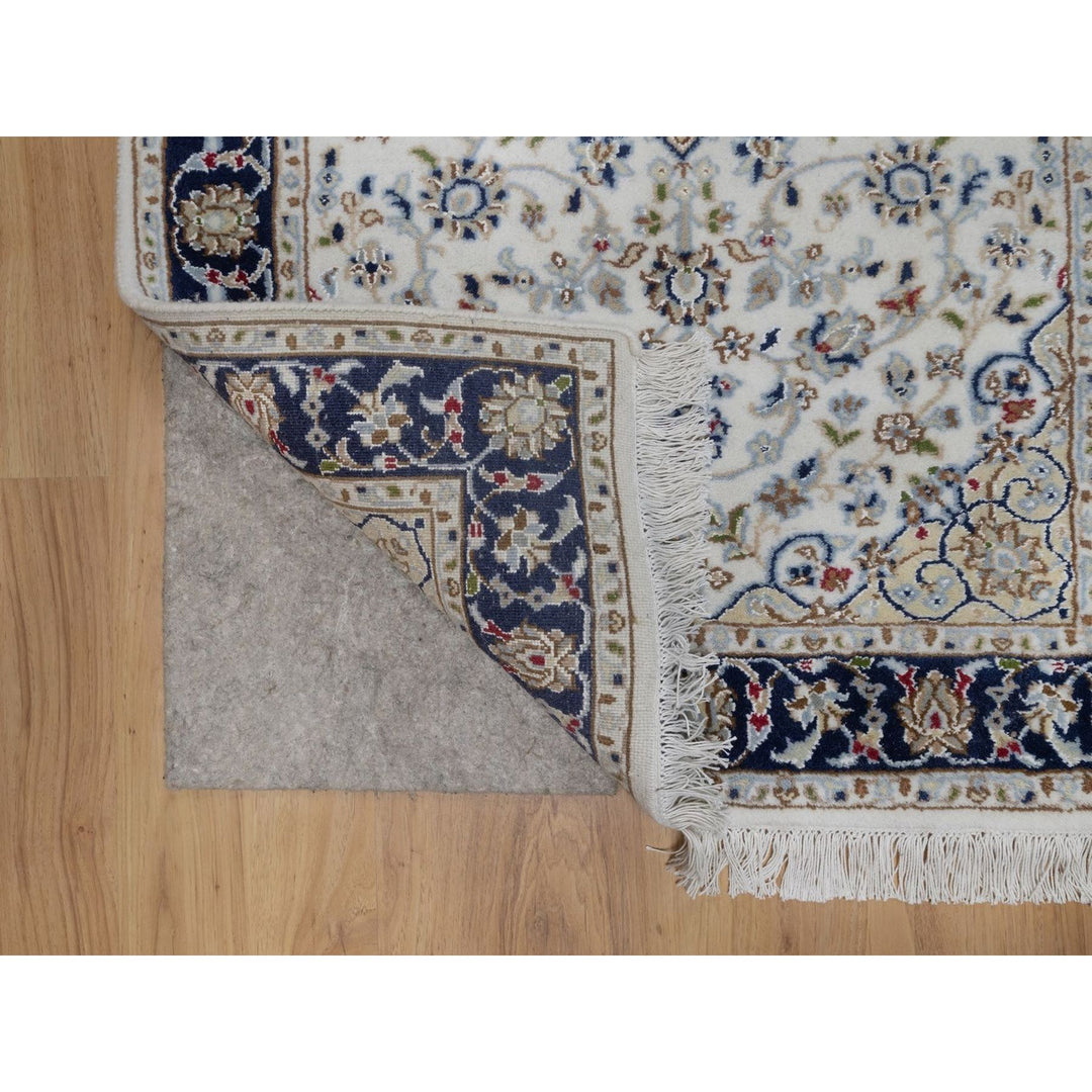 2'8" x 10'3" New Hand Knotted Ivory Wool & Silk Runner Oriental Rug - MOA10291559