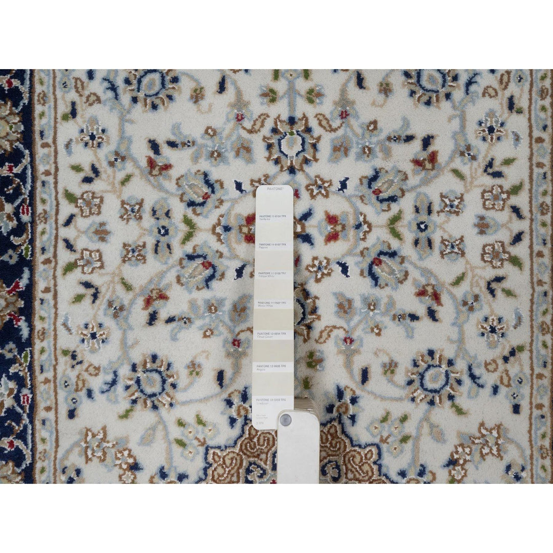 2'8" x 10'3" New Hand Knotted Ivory Wool & Silk Runner Oriental Rug - MOA10291559