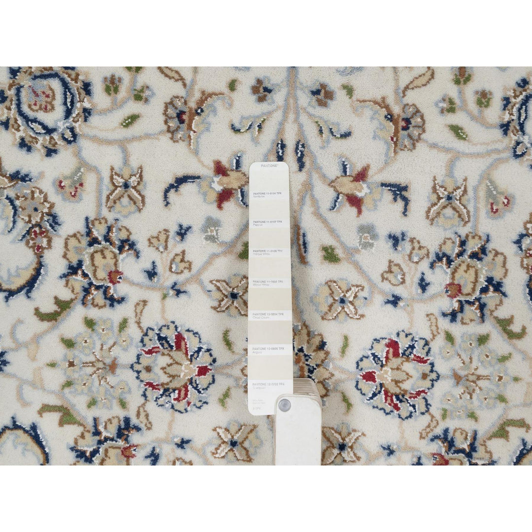 5'0" x 5'0" New Hand Knotted Ivory Wool & Silk Round Oriental Rug - MOA10291560