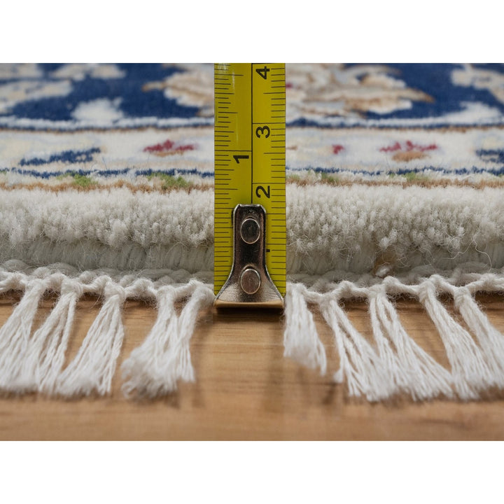 5'0" x 5'0" New Hand Knotted Ivory Wool & Silk Round Oriental Rug - MOA10291560