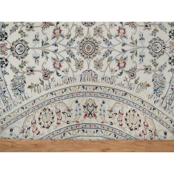 6'0" x 6'0" New Hand Knotted Ivory Wool & Silk Round Oriental Rug - MOA10291562