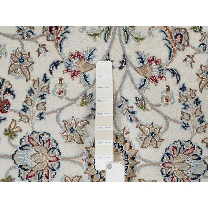 6'0" x 6'0" New Hand Knotted Ivory Wool & Silk Round Oriental Rug - MOA10291562