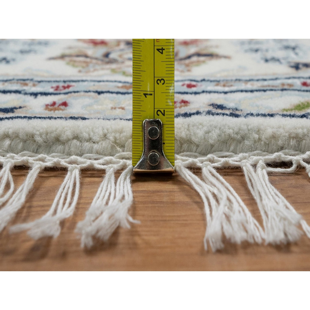 6'0" x 6'0" New Hand Knotted Ivory Wool & Silk Round Oriental Rug - MOA10291562