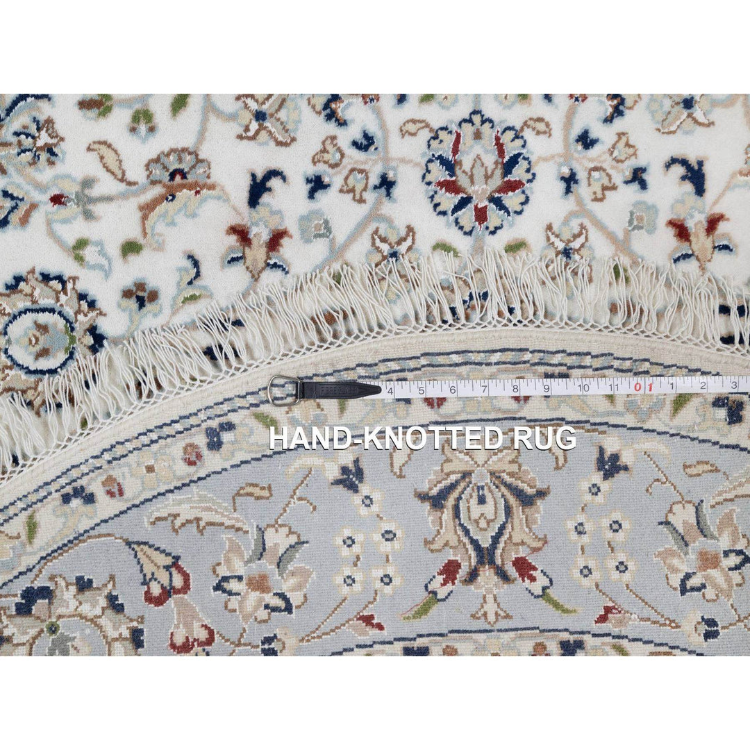 5'2" x 5'2" New Hand Knotted Ivory Wool & Silk Round Oriental Rug - MOA10291564
