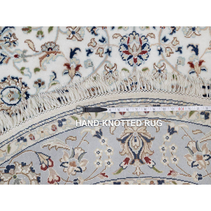 5'2" x 5'2" New Hand Knotted Ivory Wool & Silk Round Oriental Rug - MOA10291564