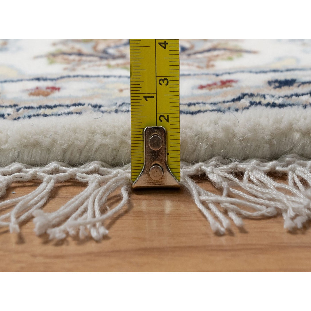 5'0" x 5'0" New Hand Knotted Ivory Wool & Silk Round Oriental Rug - MOA10291565