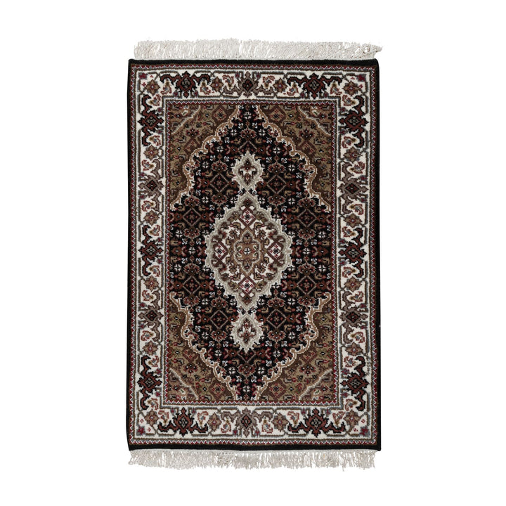 1'11" x 3'0" New Hand Knotted Black Wool Rectangle Oriental Rug - MOA10291567