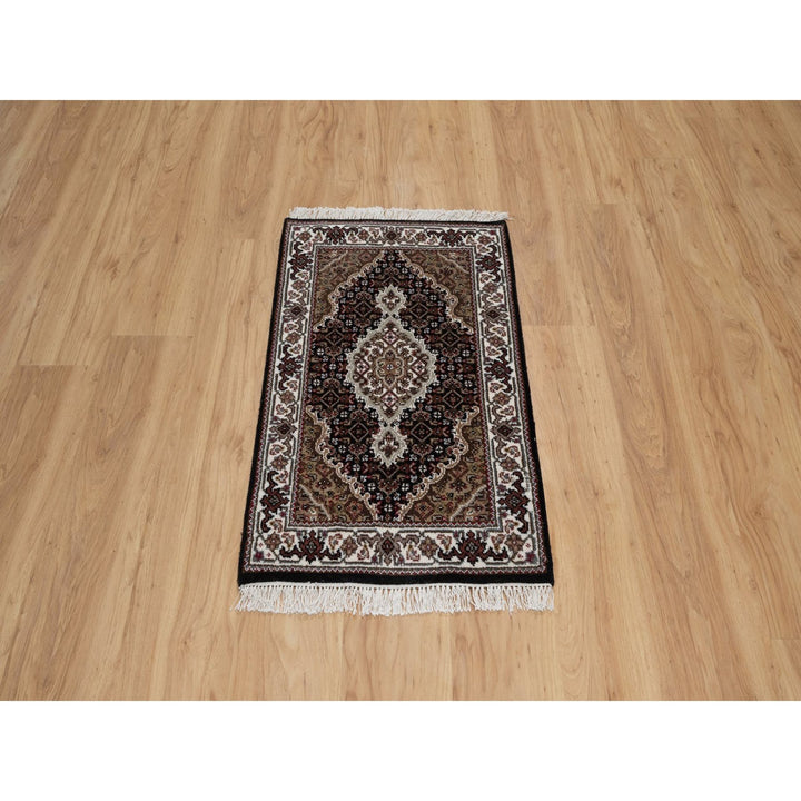 1'11" x 3'0" New Hand Knotted Black Wool Rectangle Oriental Rug - MOA10291567