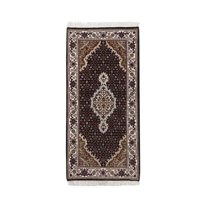 2'0" x 4'2" New Hand Knotted Black Wool Rectangle Oriental Rug - MOA10291568