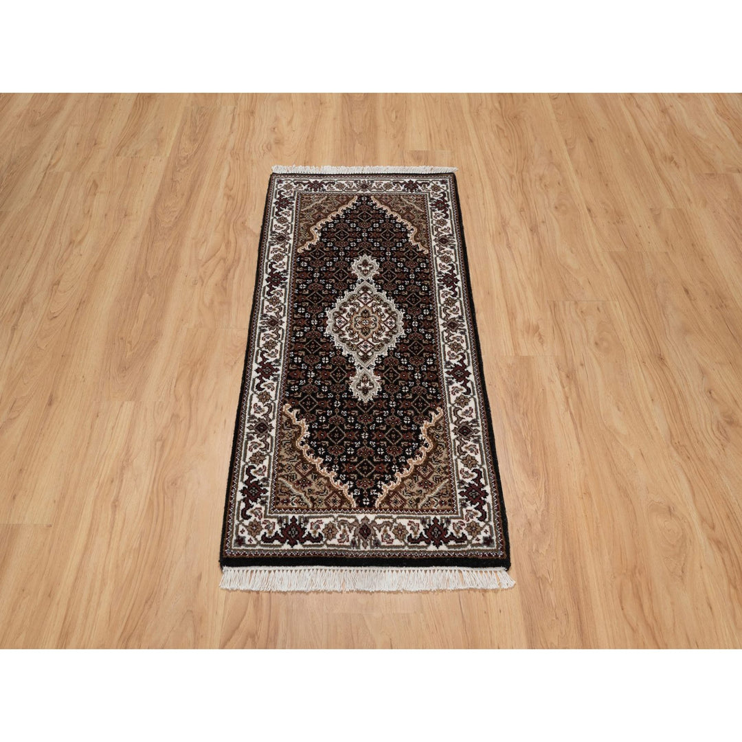2'0" x 4'2" New Hand Knotted Black Wool Rectangle Oriental Rug - MOA10291568