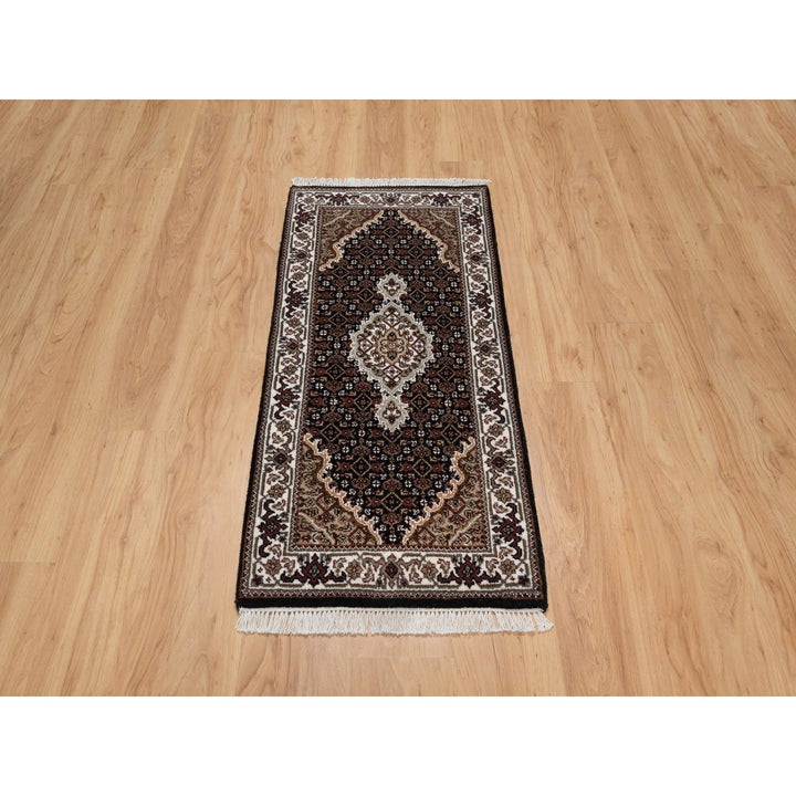 2'0" x 4'1" New Hand Knotted Black Wool Rectangle Oriental Rug - MOA10291569