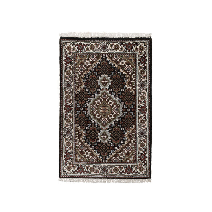 2'0" x 3'1" New Hand Knotted Black Wool Rectangle Oriental Rug - MOA10291570