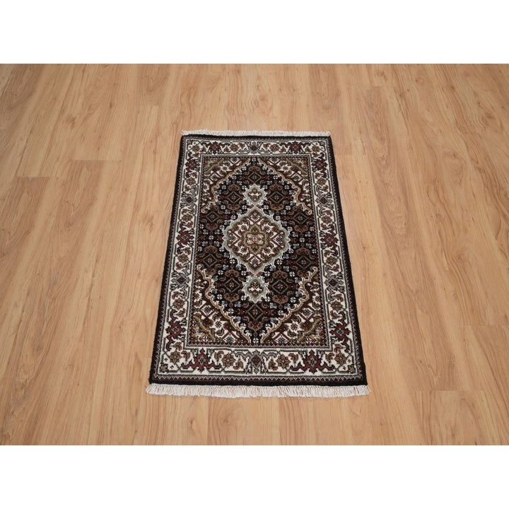 2'0" x 3'1" New Hand Knotted Black Wool Rectangle Oriental Rug - MOA10291570