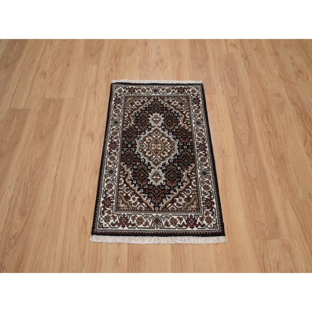 2'0" x 3'1" New Hand Knotted Black Wool Rectangle Oriental Rug - MOA10291571