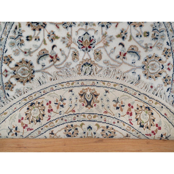 3'1" x 3'1" New Hand Knotted Ivory Wool & Silk Round Oriental Rug - MOA10291573